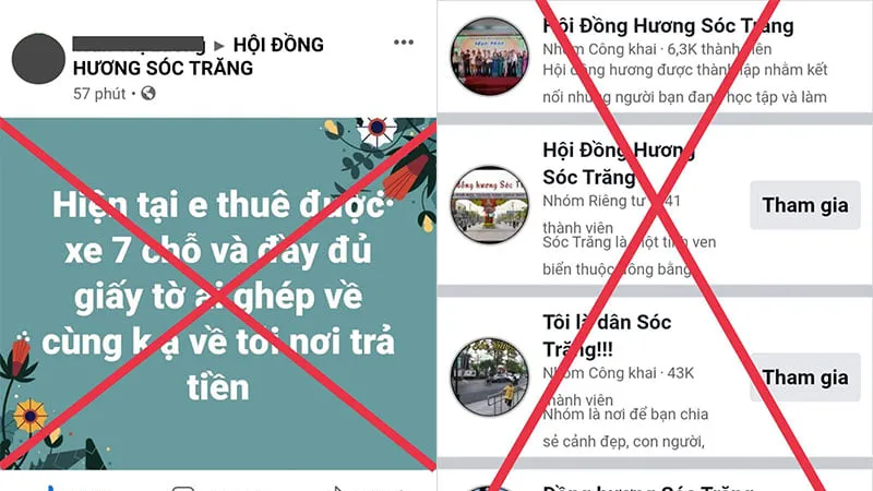 Các trang giả mạo Hội đồng hương Sóc Trăng với nội dung sai sự thật