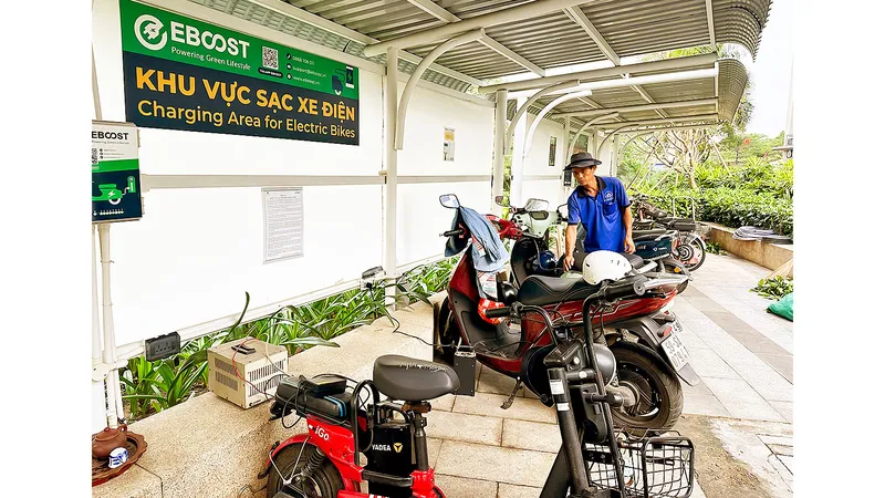 Lúng túng chuyện sạc pin xe điện ở chung cư