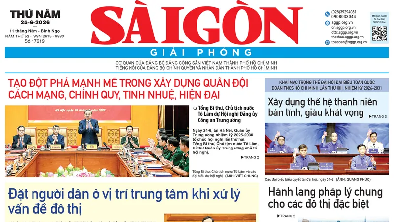 Báo Sài Gòn Giải Phóng ngày 25/6/2026