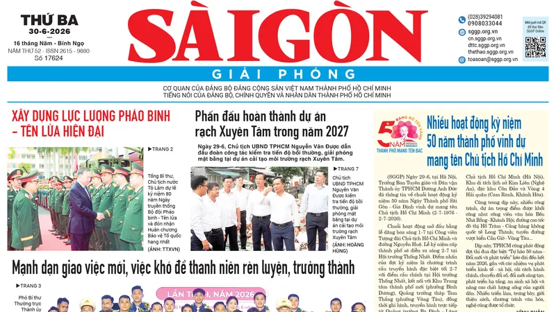 Báo Sài Gòn Giải Phóng ngày 30/6/2026