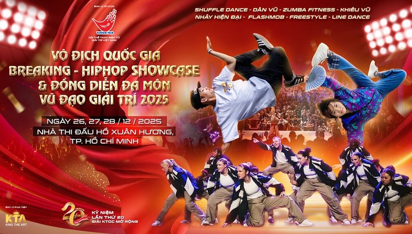 2025年全国霹雳舞—嘻哈舞展示锦标赛及多项目娱乐舞蹈集体表演有望成为重要的里程碑，有助于确立越南在地区街舞版图上的地位。