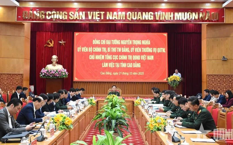 Đại tướng Nguyễn Trọng Nghĩa làm việc tại tỉnh Cao Bằng