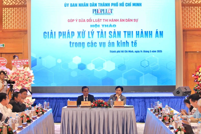 Quang cảnh hội thảo “Góp ý sửa đổi Luật Thi hành án dân sự - Giải pháp xử lý tài sản trong thi hành án các vụ án kinh tế”