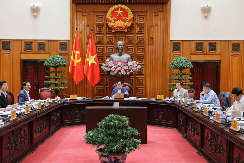 Thủ tướng Phạm Minh Chính chủ trì cuộc họp. Ảnh: VGP