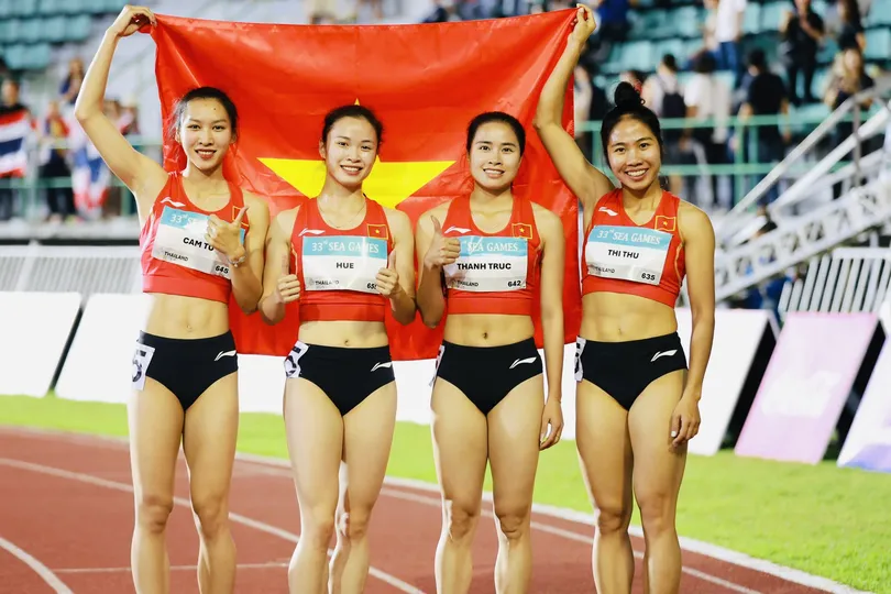 Đội tiếp sức 4x100m nữ của điền kinh Việt Nam đã có thông số tốt tại SEA Games 33-2025. Ảnh: DŨNG PHƯƠNG