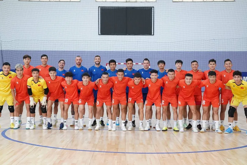 Đội tuyển futsal nam Việt Nam hội quân trở lại tại TPHCM chuẩn bị cho SEA Games 33. ẢNH: TÂM HÀ