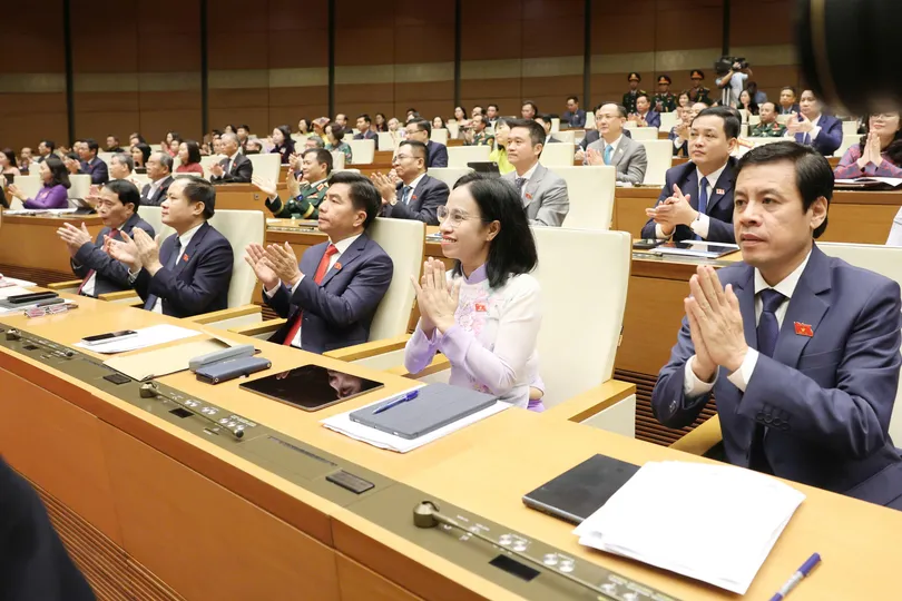 Các đại biểu Quốc hội dự phiên họp sáng 7-4. Ảnh: QUANG PHÚC