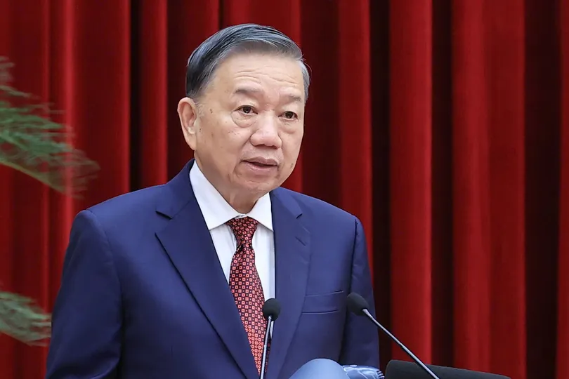 Tổng Bí thư, Chủ tịch nước Tô Lâm phát biểu bế mạc Hội nghị lần thứ 3 Ban Chấp hành Trung ương Đảng khóa XIV, chiều 24-7. Ảnh: ĐOÀN BẮC