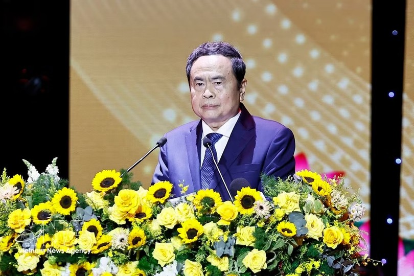 党中央政治局委员、国会主席陈青敏出席纪念活动并发表讲话。图自越通社