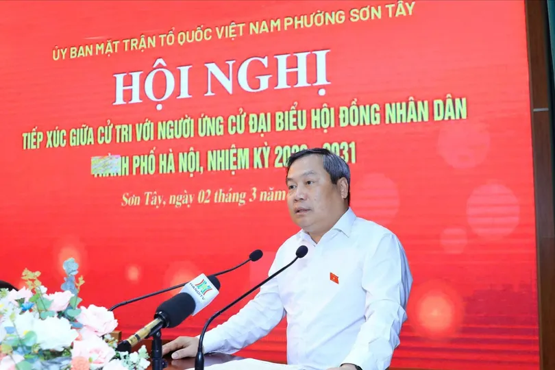 Chủ tịch UBND TP Hà Nội Vũ Đại Thắng tiếp xúc cử tri, vận động bầu cử