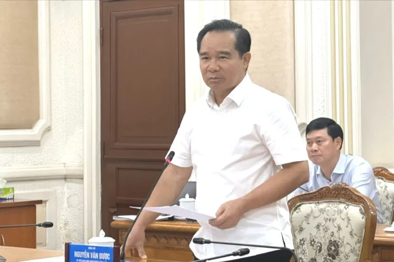 Chủ tịch UBND TPHCM Nguyễn Văn Được phát biểu kết luận buổi làm việc. Ảnh: THANH HIỀN