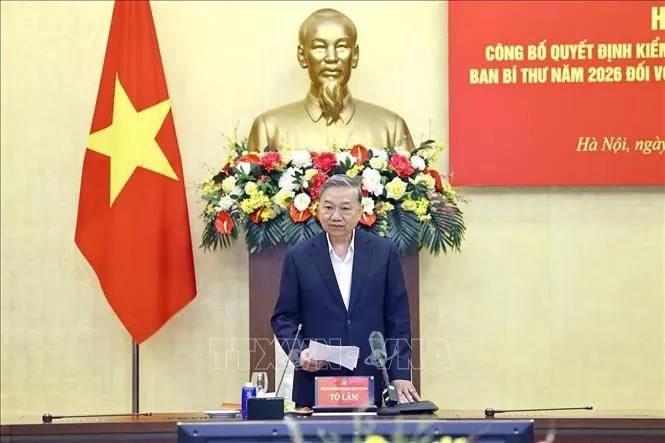 Công bố quyết định kiểm tra, giám sát của Bộ Chính trị, Ban Bí thư năm 2026 đối với Ban Thường vụ Đảng ủy Quốc hội