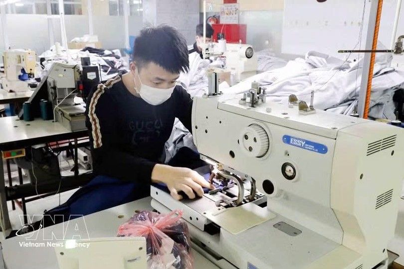 兴安省兴越制衣公司生产出口日本市场的服装产品。图自越通社