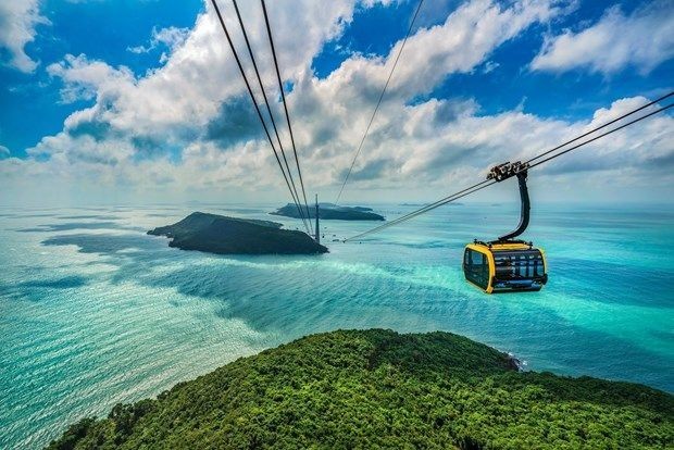 富国岛太阳世界海滩娱乐中心的世界上最长的缆车。图：太阳集团