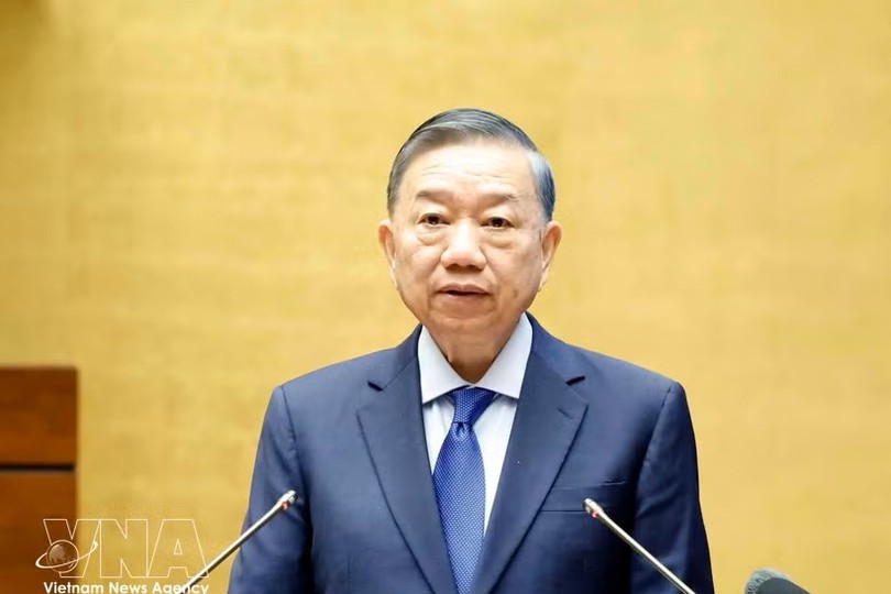 党中央总书记、国家主席苏林发表讲话。图：越通社