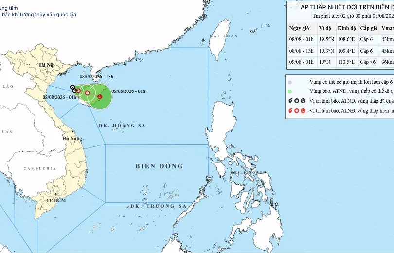 Áp thấp nhiệt đới trên vịnh Bắc bộ, ít có khả năng mạnh lên thành bão