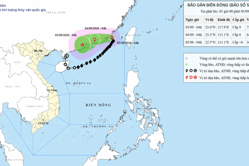Sáng nay 3-9, bão số 5 ra khỏi Biển Đông