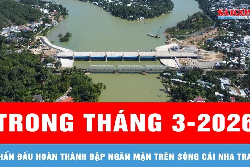 Hoàn thành đập ngăn mặn trên sông Cái Nha Trang trong tháng 3-2026 