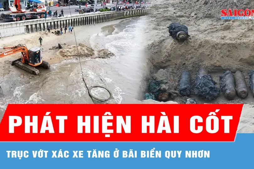 Trục vớt xác xe tăng ở bãi biển Quy Nhơn, phát hiện nhiều đạn pháo, súng