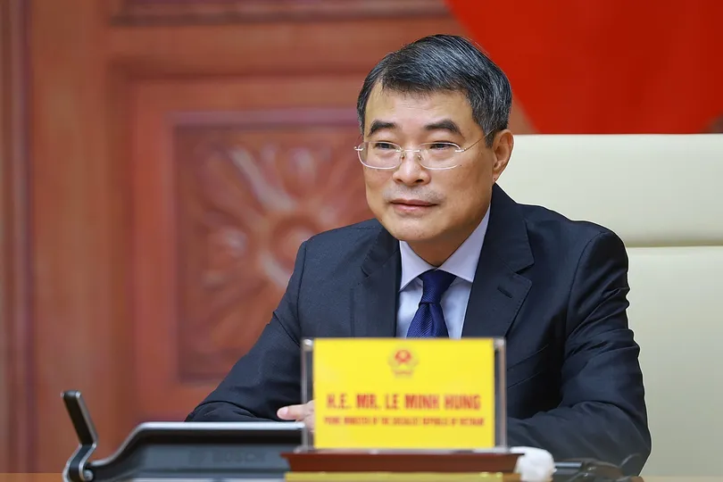 Thủ tướng Lê Minh Hưng dự Hội nghị Thượng đỉnh trực tuyến Cộng đồng phát thải ròng bằng 0 châu Á (AZEC) mở rộng. Ảnh: TTXVN