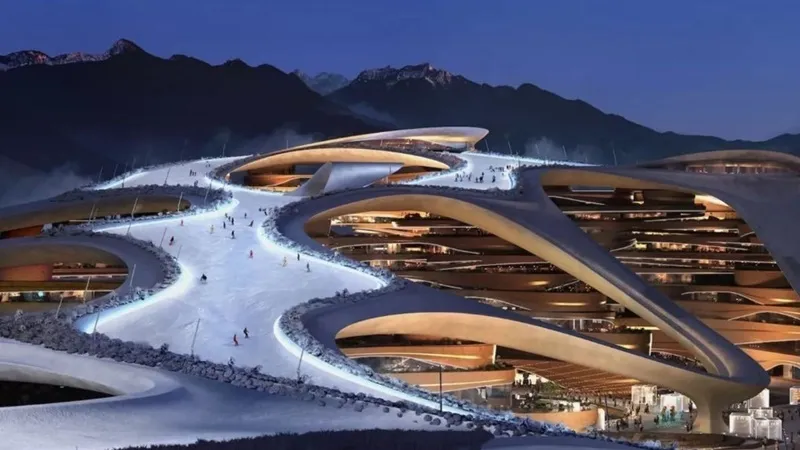 Mô hình khu phức hợp thể thao mùa đông khổng lồ mà Saudi Arabia muốn xây dựng.