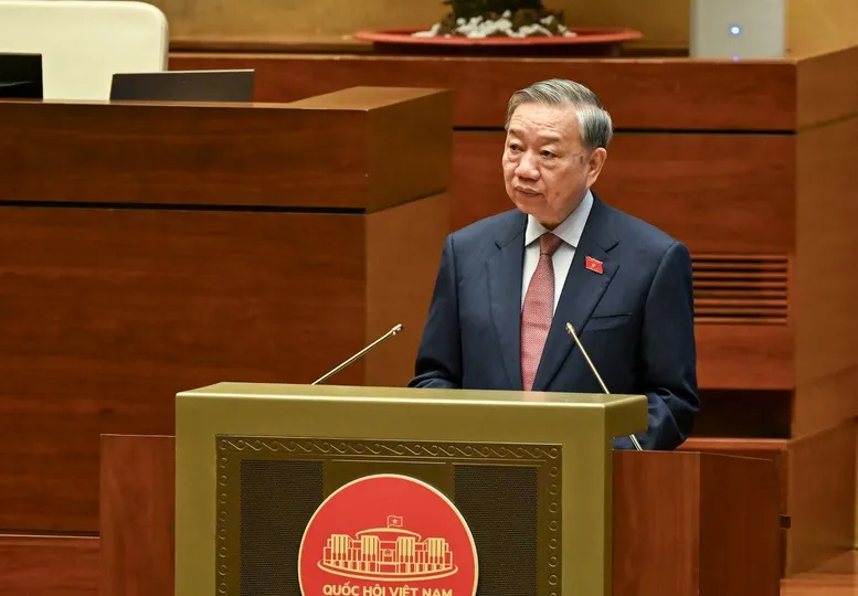 Tổng Bí thư Tô Lâm phát biểu chỉ đạo tại phiên khai mạc Kỳ họp thứ Nhất, Quốc hội khóa XVI sáng 6-4. Ảnh: VGP