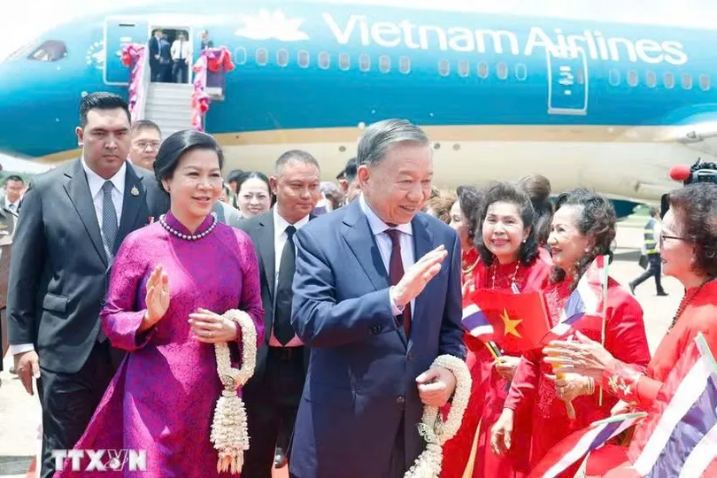 Tổng Bí thư, Chủ tịch nước Tô Lâm và Phu nhân bắt đầu thăm chính thức Thái Lan
