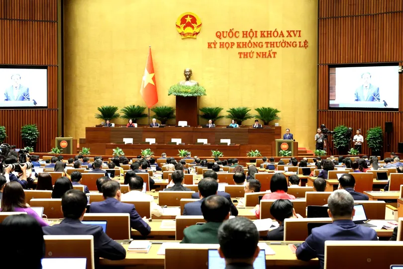Chủ tịch Quốc hội Trần Thanh Mẫn phát biểu khai mạc kỳ họp. Ảnh: QUANG PHÚC