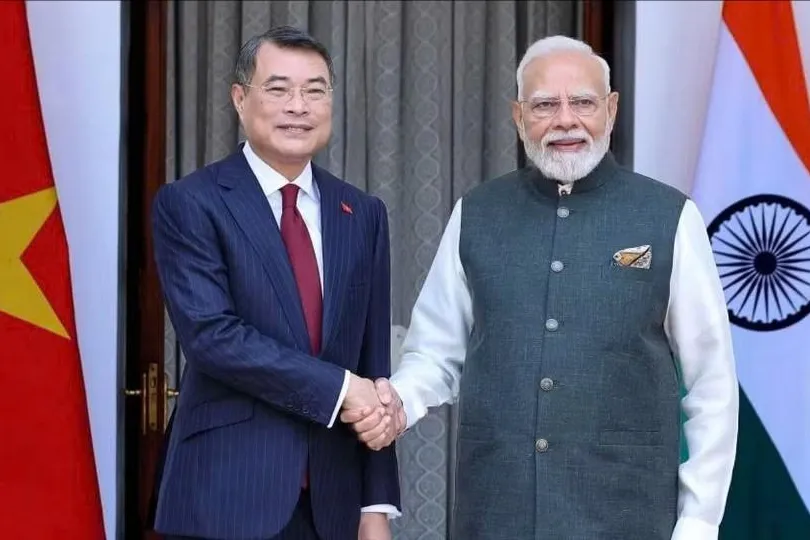 Thủ tướng Lê Minh Hưng gặp Thủ tướng Narendra Modi. Ảnh:TTXVN