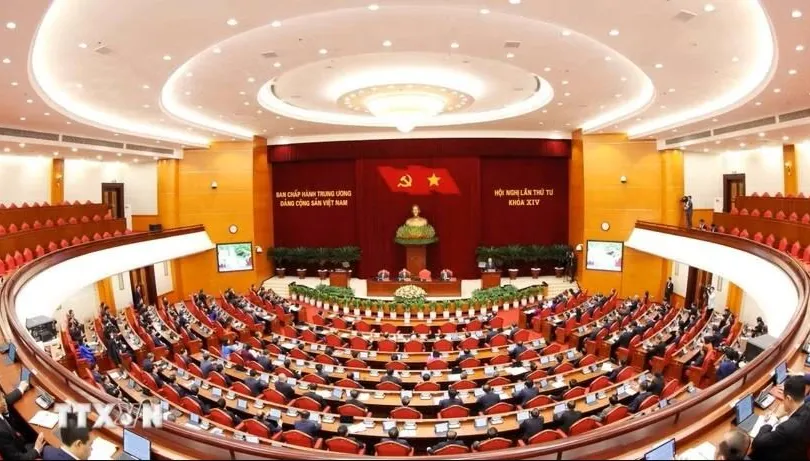 Hội nghị Trung ương 4 khóa XIV. Ảnh: TTXVN