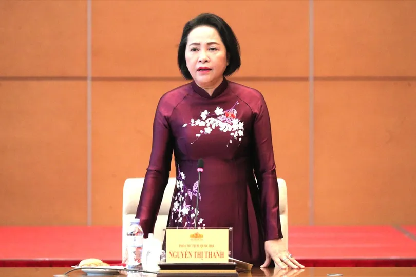 Phó Chủ tịch Quốc hội Nguyễn Thị Thanh phát biểu tại buổi gặp mặt đoàn trẻ em khuyết tật, mồ côi có hoàn cảnh khó khăn vượt khó toàn quốc. Ảnh: CẨM HÀ 