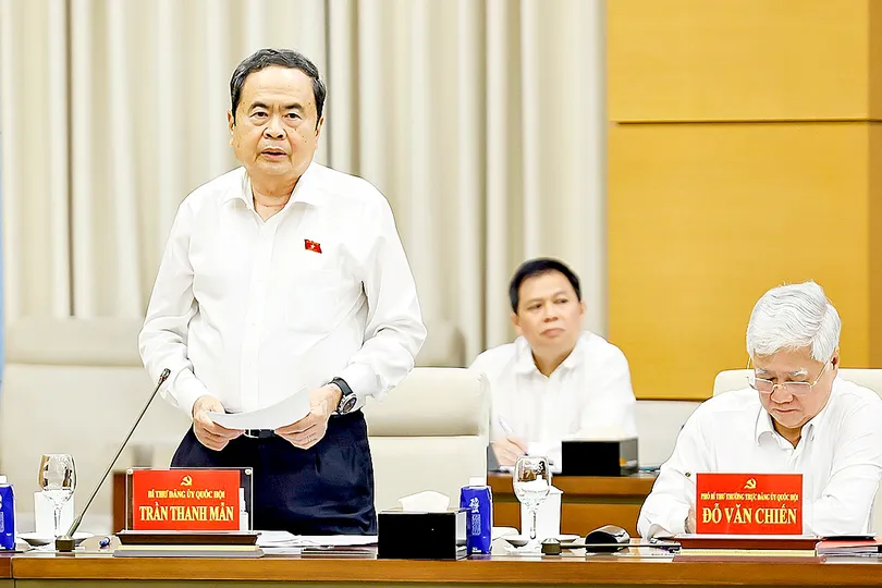 Chủ tịch Quốc hội Trần Thanh Mẫn phát biểu tại hội nghị. Ảnh: TTXVN
