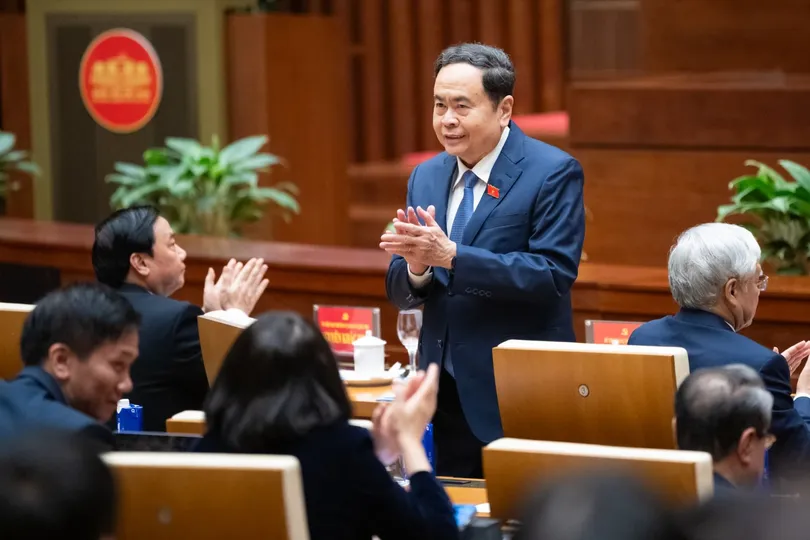 Ủy viên Bộ Chính trị, Bí thư Đảng ủy Quốc hội, Chủ tịch Quốc hội Trần Thanh Mẫn chủ trì hội nghị của Đảng ủy Quốc hội. Ảnh: PHẠM THẮNG