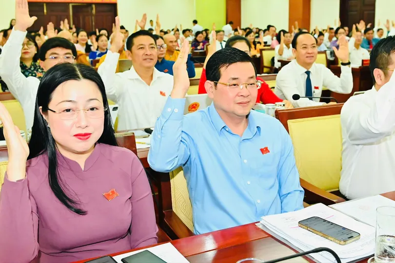 Các đại biểu HĐND TPHCM biểu quyết tại kỳ họp