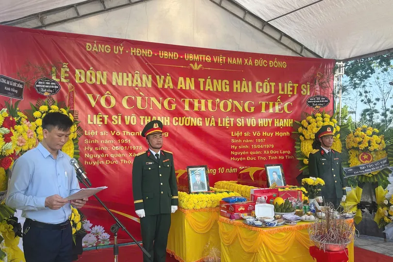 Hà Tĩnh: Truy điệu, an táng hài cốt hai liệt sĩ là anh em ruột