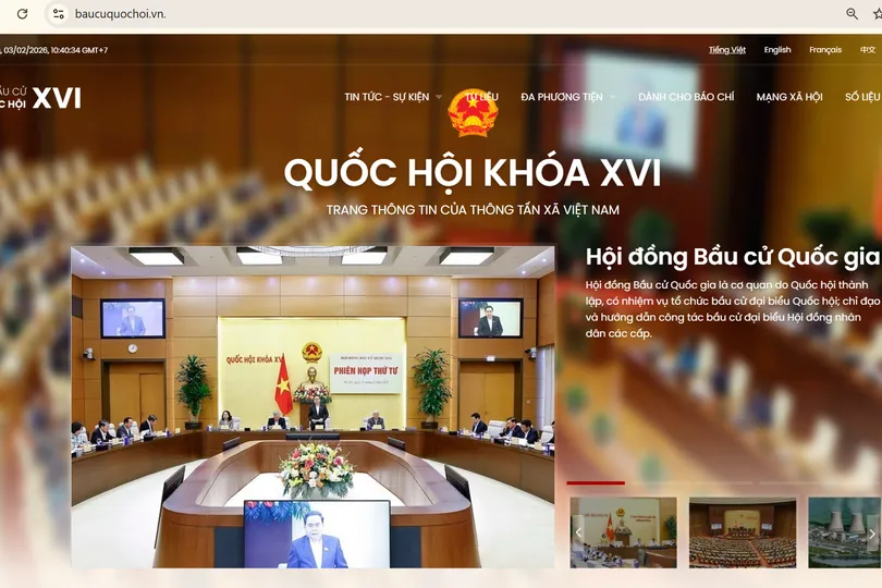 Giao diện chuyên trang thông tin về bầu cử đại biểu Quốc hội khóa XVI và đại biểu HĐND các cấp nhiệm kỳ 2026 - 2031