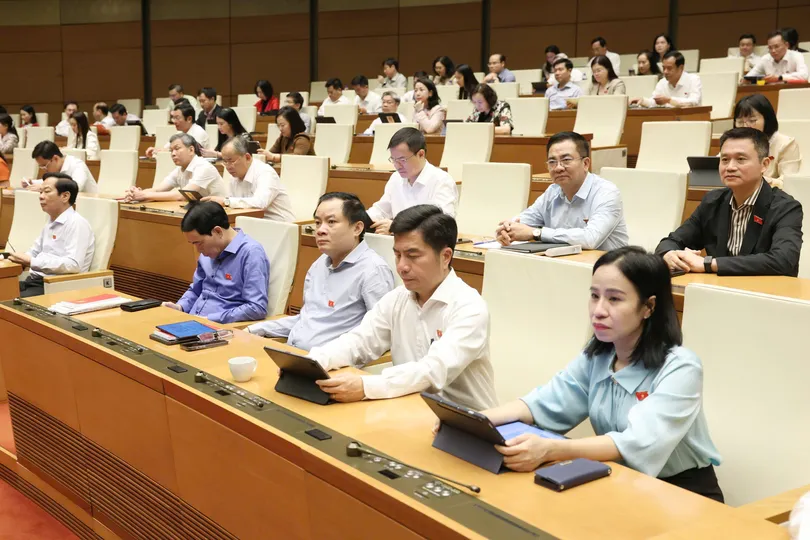 Đoàn ĐB Quốc hội TPHCM tại phiên họp sáng 12-4. Ảnh: QUANG PHÚC 