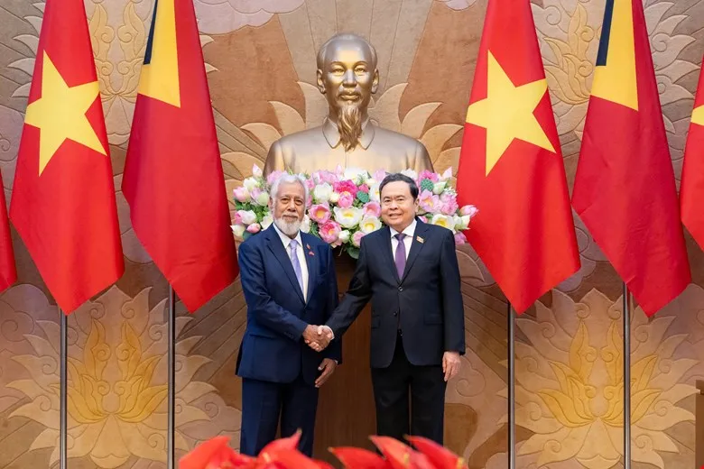 Chủ tịch Quốc hội Trần Thanh Mẫn và Thủ tướng Cộng hòa Dân chủ Timor - Leste Kay Rala Xanana Gusmão. Ảnh: QUANG PHÚC