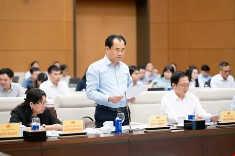 Bộ trưởng Bộ Nông nghiệp - Môi trường Trịnh Việt Hùng trình bày tờ trình tại phiên họp. Ảnh: CẨM HÀ 