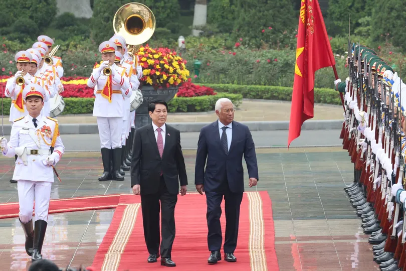 Chủ tịch nước Lương Cường chủ trì lễ đón chính thức Chủ tịch Hội đồng châu Âu António Costa