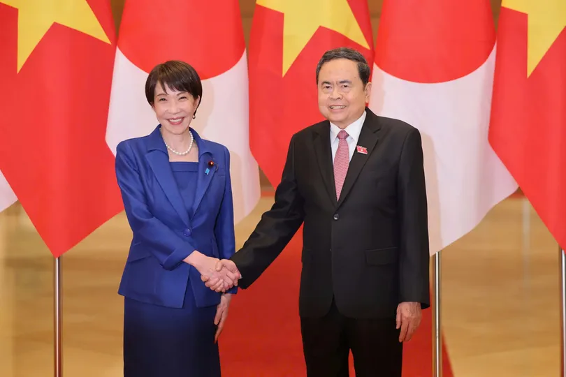 Chủ tịch Quốc hội Trần Thanh Mẫn và Thủ tướng Nhật Bản Takaichi Sanae ngày 2-5. Ảnh: QUANG PHÚC