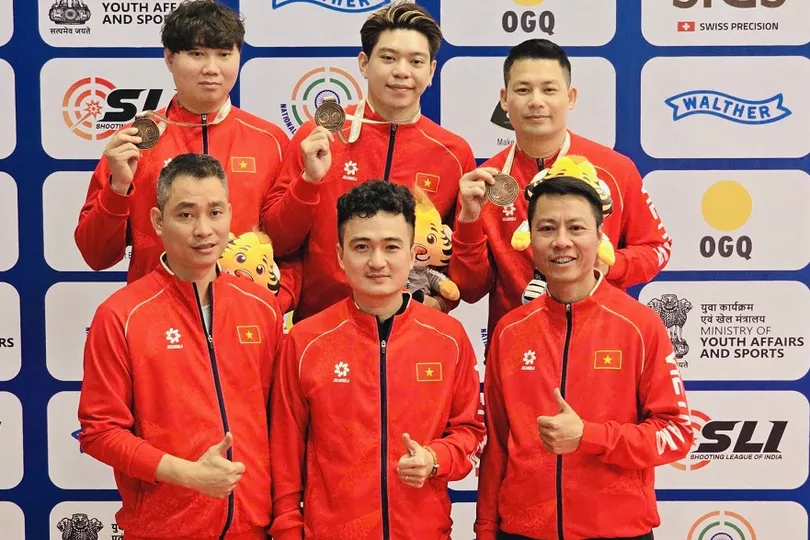 Xạ thủ Việt Nam giành thành tích tại giải vô địch súng ngắn, súng trường châu Á 2026. Ảnh: MINH MINH