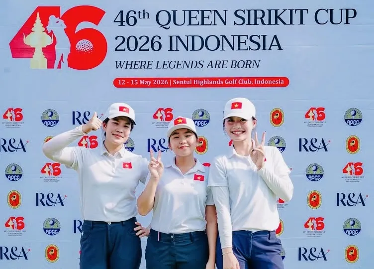 Lê Chúc An và đội tuyển golf nữ Việt Nam đã hoàn thành chương trình thi đấu tại giải. Ảnh: VGA