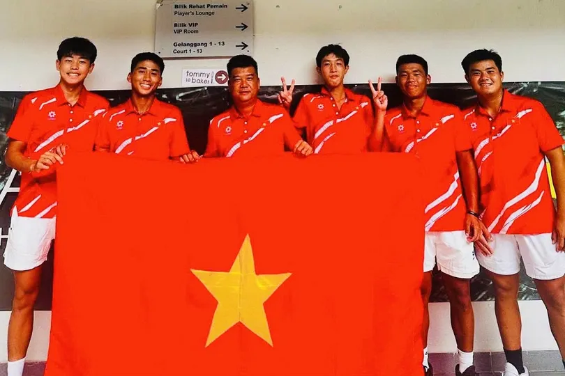 Đội quần vợt nam Việt Nam đã thi đấu hoàn thành nhiệm vụ trụ hạng tại Davis Cup 2026. Ảnh: VTF