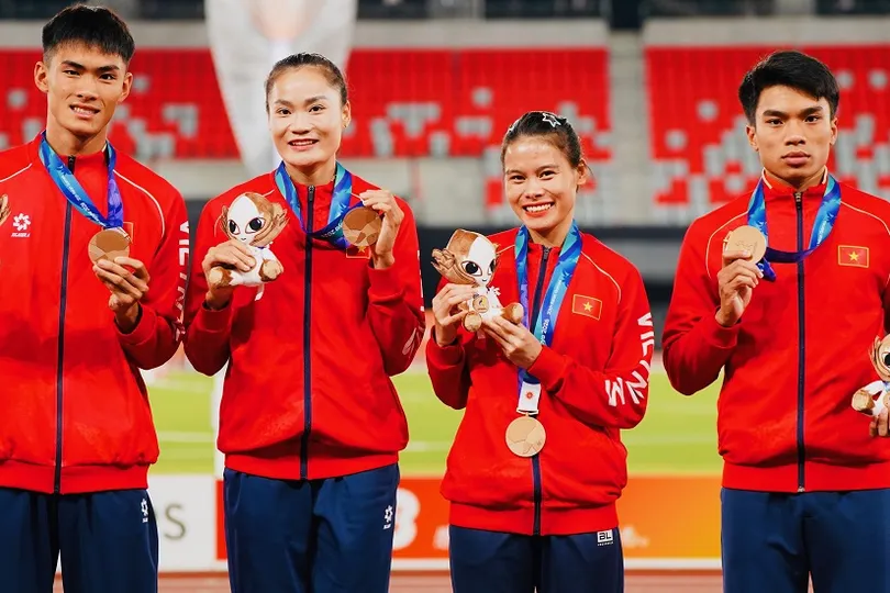 Đội tuyển điền kinh Việt Nam giành được 1 tấm HCĐ qua các nội dung đã thi đấu. Ảnh: LƯỢNG LƯỢNG