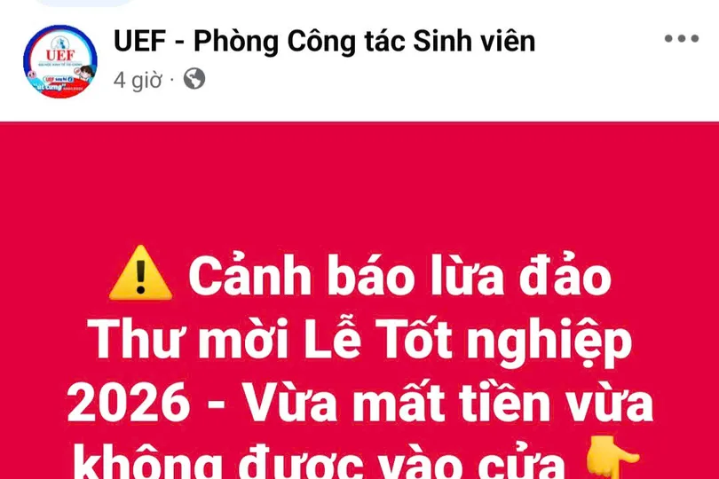 Ảnh chụp màn hình Fanpage của Phòng Công tác sinh viên UEF (15h, ngày 19/8/2026). NHƯ Ý
