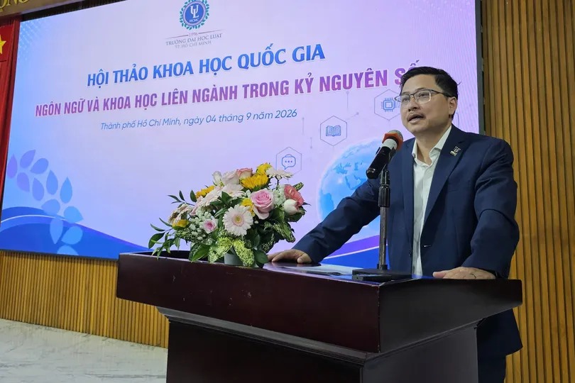 PGS.TS Trần Việt Dũng, Phó Hiệu trưởng Trường ĐH Luật TPHCM, phát biểu khai mạc hội thảo.