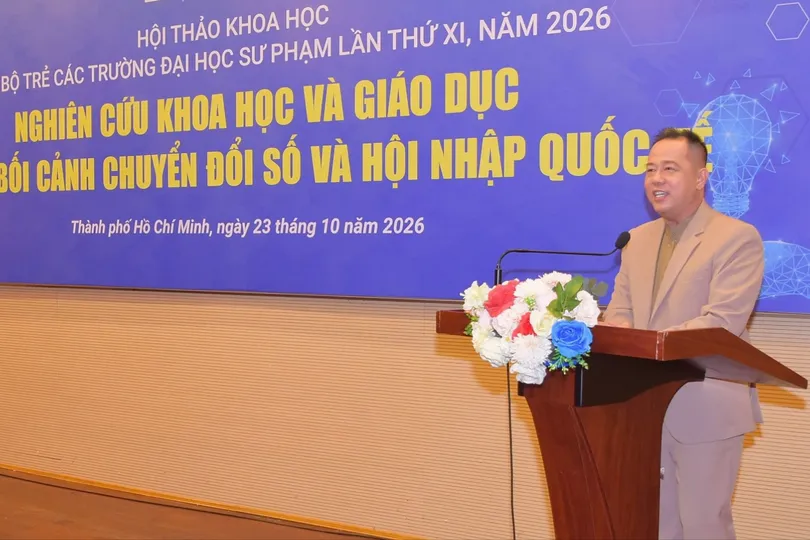 GS-TS Huỳnh Văn Sơn phát biểu khai mạc hội thảo. Ảnh: CÔNG CHƯƠNG