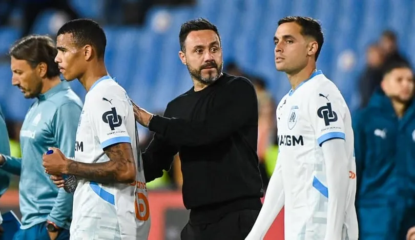 Cầu thủ Marseille phản ứng tiêu cực với cách huấn luyện của De Zerbi. Ảnh: RMC Sport