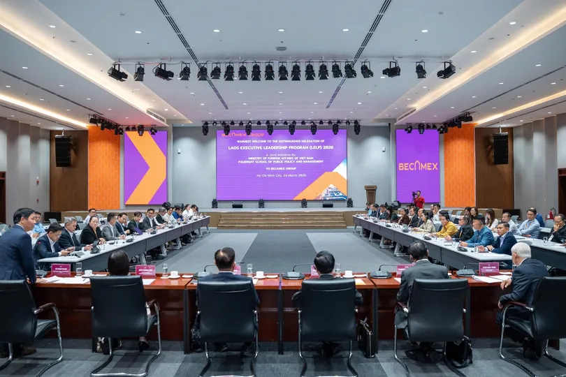 Toàn cảnh buổi làm việc giữa đoàn công tác cấp cao Cộng hoà Dân chủ Nhân dân Lào và Tập đoàn Becamex.